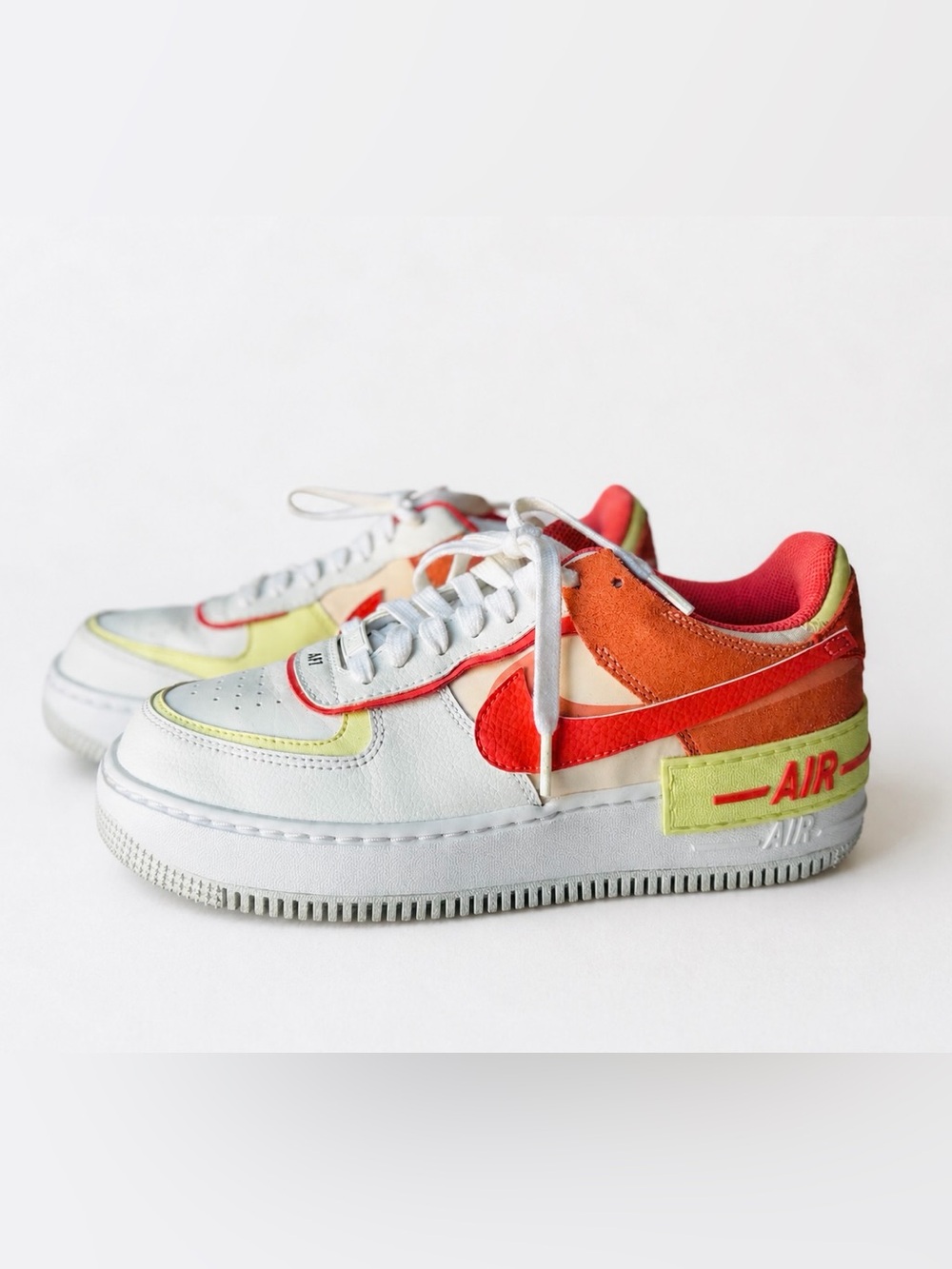Nike Air Force 1 Shadow White Magic Ember Lime Women’s 9.5 CI0919-110 - Picture 3 of 11